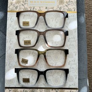 Max Studio Reading Glasses Assorted Brown and Black Tortoiseshell (4-Pack)